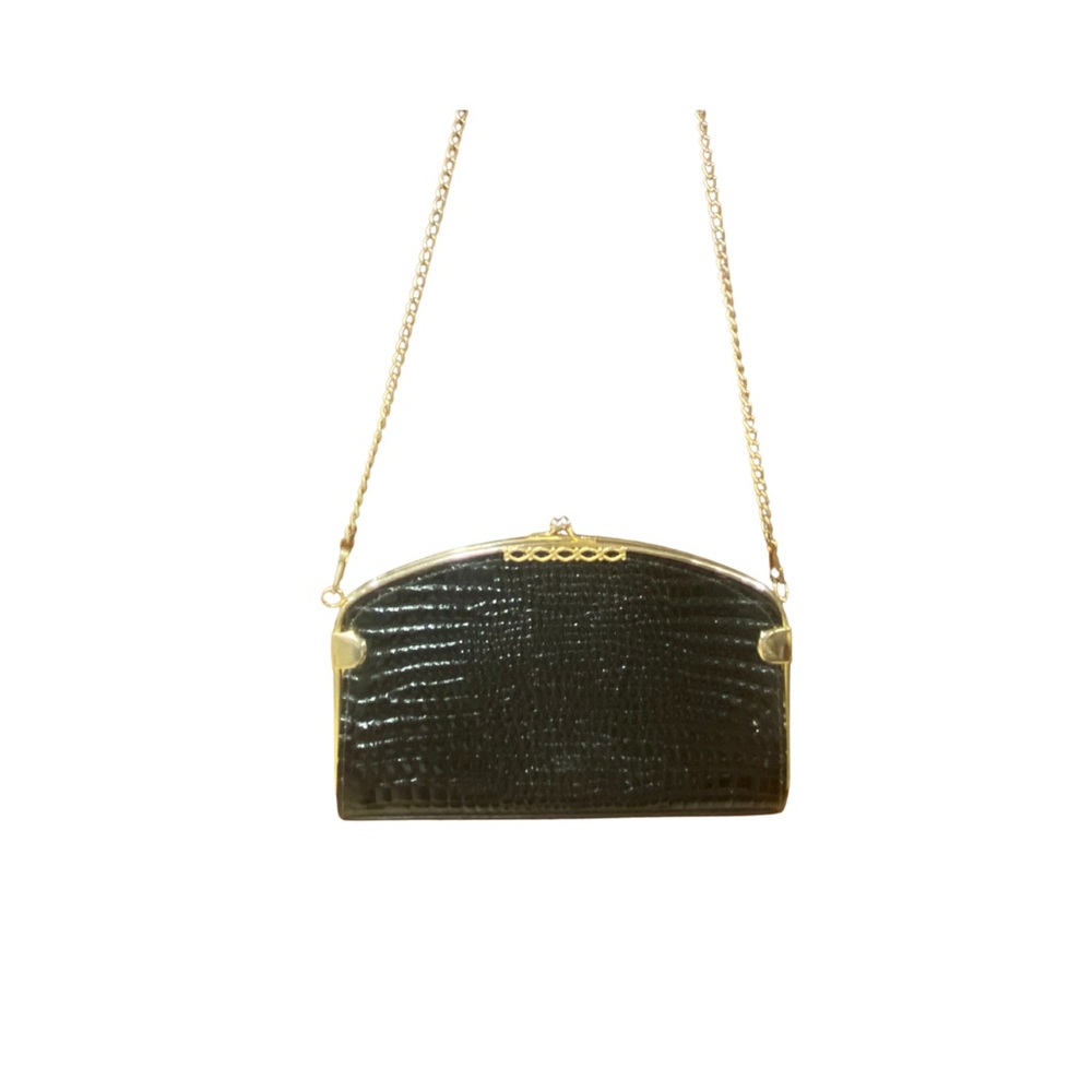 2/$40 Vintage Elegant Black Crocodile-Embossed Chain Bag